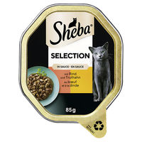 Produktbild von Sheba Selection Schale Stückchen in Sauce Rind und Truthahn für Katzen Adult 22 x 85 g - 22 x 85 g