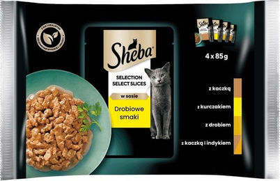 Produktbild von Sheba Selection Slices Katzen Nassfutter Stückchen in Sauce Geflügel Mix 4x85g - 4 x 85 g