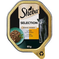 Produktbild von Sheba Selection Stückchen in Sauce Kalb und Truthahn für Katzen Adult 85 g - 44 x 85 g