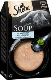 Produktbild von Sheba Soup Weißfisch Katzen Nassfutter Adult 32x40g