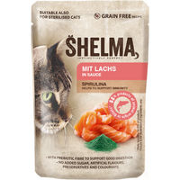 Produktbild von Shelma Nassenfutter Fleisch in Soße mit Lachs für Katzen