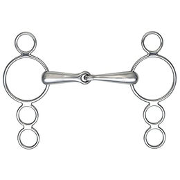 Shires Continental 4 Ring Gag Gebiss mit French Link aus Edelstahl 5 1/2 Zoll – Bild 1 von 1