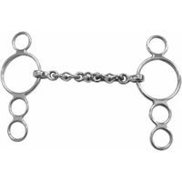 Produktbild von Shires Continental Waterford Gag Gebiss für Pferde aus Edelstahl mit 4 Ringen 5 Zoll