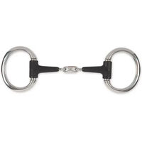 Produktbild von Shires Equikind Plus Peanut Link Eggbutt Gebiss für Pferde aus Edelstahl in Silber Schwarz 15 mm