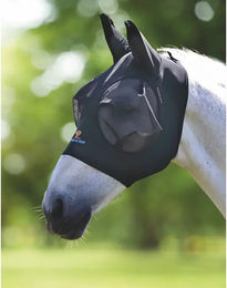 Shires Fliegenmaske für Pferde Stretch Netzmaterial Schwarz Pony – Bild 1 von 2