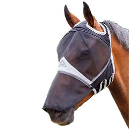 Shires Fliegenmaske für Ponys mit Ohrenlöchern und Nasenöffnung in Schwarz – Bild 1 von 3