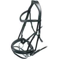 Produktbild von Shires Velociti Dressurtrense mit Blitz und Schnallensicherung aus Leder Schwarz Extra Full für Kaltblut Pferde
