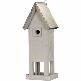 Siena Garden Nistkasten Pastel Line aus Kiefernholz mit Spitzdach in Grau – Bild 1 von 5