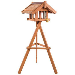 Siena Garden Vogelhaus Karla aus Kiefernholz mit Reetdach und Ständer in Braun – Bild 1 von 7