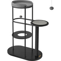 Produktbild von Signature Home Richkat Kratzbaum für Katzen in Schwarz mit Metallrohren, Sisalstange und Kissen, 80 x 43 x 111 cm