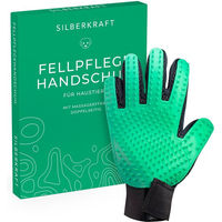 Produktbild von Silberkraft Fellpflegehandschuh aus Silikon für Hunde, Katzen und Pferde im 2er Set, grüne Massagebürste zur Fellpflege und Haarentfernung für alle Felltypen - 1 Stk.