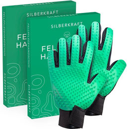 SILBERKRAFT Fellpflegehandschuh Bürste aus Gummi in Grün – Bild 1 von 4