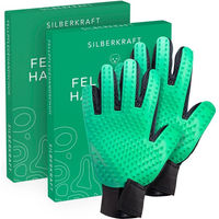 Produktbild von SILBERKRAFT Fellpflegehandschuh Bürste aus Gummi in Grün
