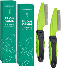 SILBERKRAFT Flohkamm für Hund und Katze aus Kunststoff in Grün - 2 ml – Bild 1 von 4