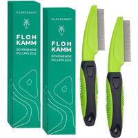 Produktbild von SILBERKRAFT Flohkamm für Hund und Katze aus Kunststoff in Grün - 2 ml