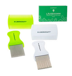 Silberkraft Läusekamm 4er Set aus Edelstahl für Hunde, Katzen und Haustiere zur Entfernung von Flöhen, Zecken und Läusen - 4 x 1 Stk. – Bild 1 von 7
