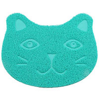 Produktbild von Silikon Napfunterlage für Katzen in Türkis mit Motiv Kopf
