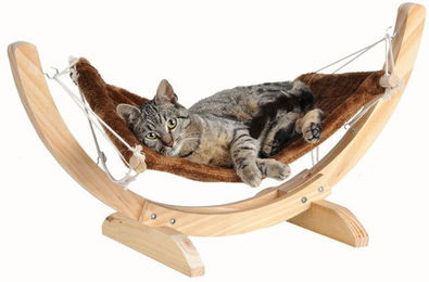 Produktbild von Silvio Design Cat Relax Katzen-Hängematte aus Holz in Braun ca. 70x35x30 cm