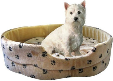 Silvio Design Hundebett aus Plüsch in Beige und Braun Größe L – Bild 1 von 2