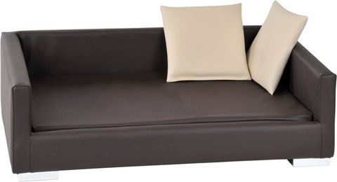 Silvio Design Hundebett Lucky aus Kunstleder in Braun-Beige – Bild 1 von 2