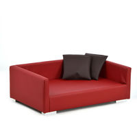 Produktbild von Silvio Design Hundebett Lucky aus Kunstleder in Rot mit 2 Kissen Gr. 2 (65 x 100 x 32 cm)