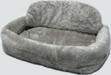 Silvio Design Hundebett Tiersofa de Luxe mit Kissen Grau Plüsch Größe 1 B35 x T55 x H15 cm – Bild 1 von 2