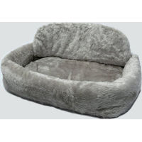 Produktbild von Silvio Design Hundebett Tiersofa de Luxe mit Kissen Grau Plüsch Größe 1 B35 x T55 x H15 cm