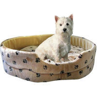 Produktbild von Silvio Design Hundebett und Katzenbett aus Plüsch Größe S beige mit brauner Pfote waschbar
