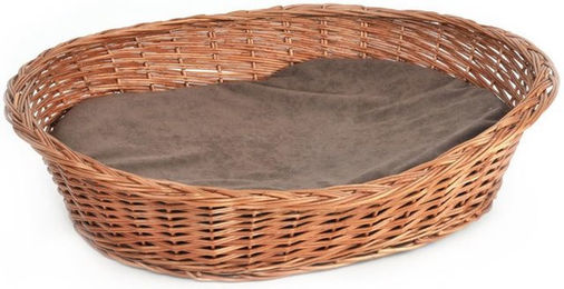 Silvio Design Hundekorb aus Weide mit Kissen Natur und Braun 70 cm – Bild 1 von 2