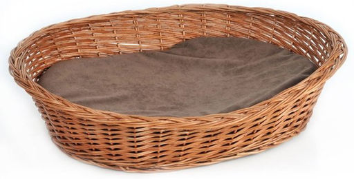 Silvio Design Hundekorb aus Weide natur mit braunem Kissen – Bild 1 von 1