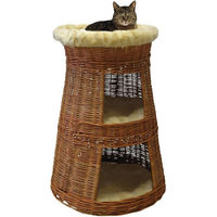 Produktbild von Silvio Design Katzen Doppel-Korbturm aus Weide und Plüsch in Beige 60x60x79 cm