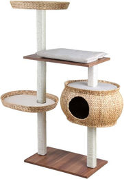 Silvio Design Katzen-Kletterbaum Cosy mit Walnussdekor und sandfarbenem Kissen, 36x110x135 cm – Bild 1 von 1