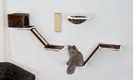 Silvio Design Katzen-Kletterwand mit Kratzbrett aus Sisal 8-teilig grau – Bild 1 von 3