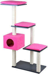 Produktbild von Silvio Design Katzen-Kratzbaum Cosy in Anthrazit mit rosa Kissen und Sisal, 36x80x126 cm