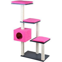 Produktbild von Silvio Design Katzen-Kratzbaum Cosy in Anthrazit mit rosa Kissen und Sisal, 36x80x126 cm