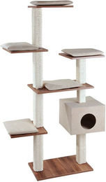 Produktbild von Silvio Design Katzen-Kratzbaum Cosy mit Walnussdekor und Kissen in Sand, ca. 50x110x175 cm