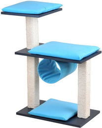 Silvio Design Katzen-Kratzsäule Cosy mit Sisal und Kissen in Anthrazit und Türkis, 36x80x86 cm – Bild 1 von 1