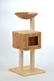 Silvio Design Katzenbaum Elissa Kratzbaum für Katzen aus Wasserhyazinthe in Beige – Bild 1 von 1