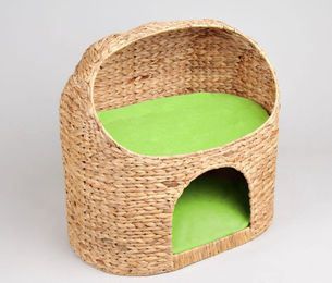 Silvio Design Katzenhöhle Marvin mit Kissen Bananenblatt Grün – Bild 1 von 2