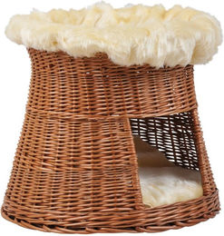 Silvio Design Katzenkorb Korbturm mit Cataria natur-beige 55x55x50 cm – Bild 1 von 2