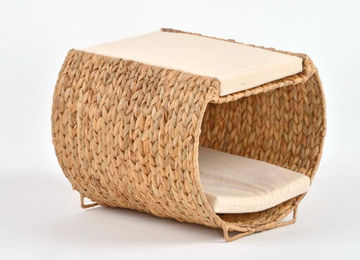 Silvio Design Katzenliege Otis aus Bananenblatt mit Kissen in Natur und Rohweiß – Bild 1 von 2