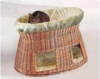 Silvio Design Katzenwohnwelt Jumbo aus Weide mit Plüsch-Einlage beige – Bild 1 von 1