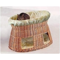 Produktbild von Silvio Design Katzenwohnwelt Jumbo aus Weide mit Plüsch-Einlage beige