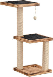 Produktbild von Silvio Design Kratzbaum Aramis aus geflammtem Holz mit dunkelgrauem Plüsch