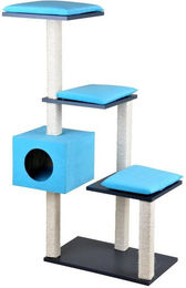 Produktbild von Silvio Design Kratzbaum Cosy für Katzen in Anthrazit mit türkisfarbenem Kissen 36x80x126 cm