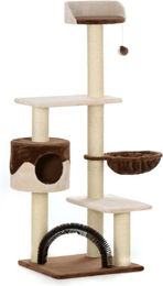 Silvio Design Kratzbaum Etagenboy für Katzen beige-braun aus Plüsch 60x50x138 cm – Bild 1 von 3