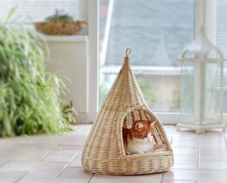 Silvio Design Sammy Katzen Hängekorb aus Weide in Natur-Beige 45x45x55 cm – Bild 1 von 2