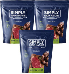 Produktbild von SIMPLY FROM NATURE Belohnungssnack Würste mit Hirsch Monoprotein 3x300 g
