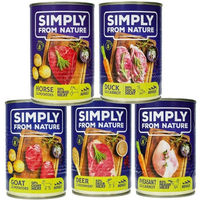 Produktbild von Simply from Nature Hunden Nassfutter Mix Ente Hirsch Fasan Ziege Pferd Stückchen in Sauce getreidefrei glutenfrei 6 x 400g