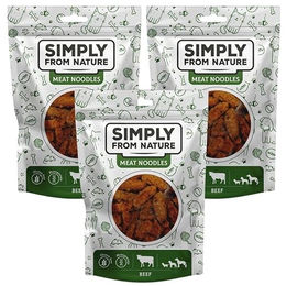 Produktbild von SIMPLY FROM NATURE Meat Noodles Rinderknödel Belohnungssnack für Hunde mit hohem Fleischanteil glutenfrei und monoproteinartig 3x80 g - 3 x 80 g